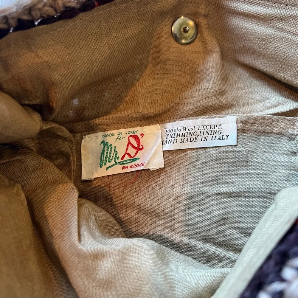 Vintage Mr. D Made in Italy 100% Wool Crochet Snap Closure Shoulder Bag - Picture 4 of 6